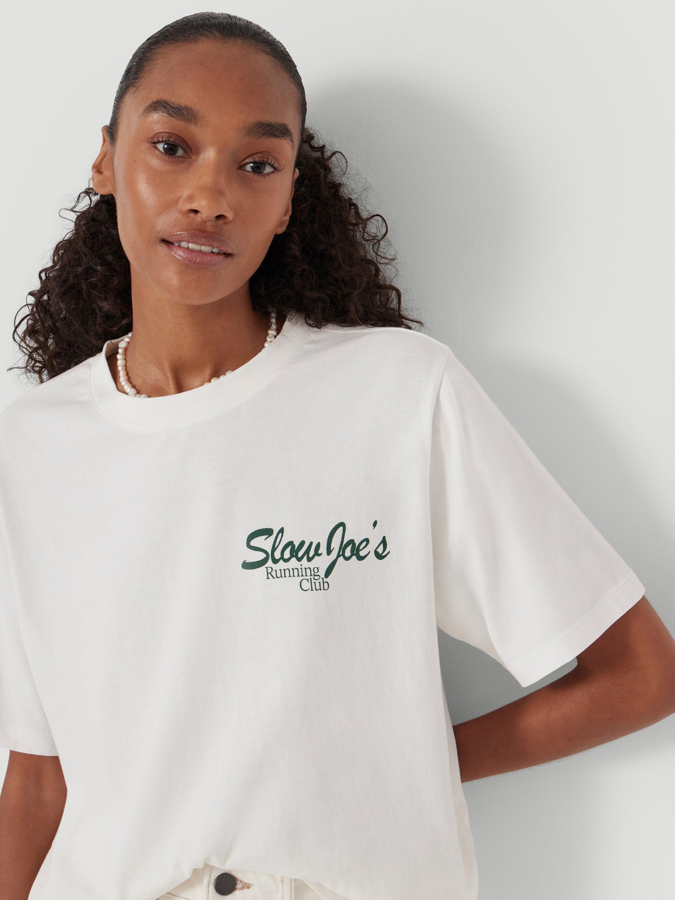 Product image 5 of 5, which shows HUSH Cotton Slow Joe's Running Club Graphic T-Shirt, Off White, L