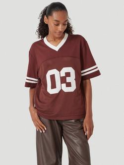 HUSH Cotton Blend Varsity T-Shirt, Rum Raisin, Rum Raisin