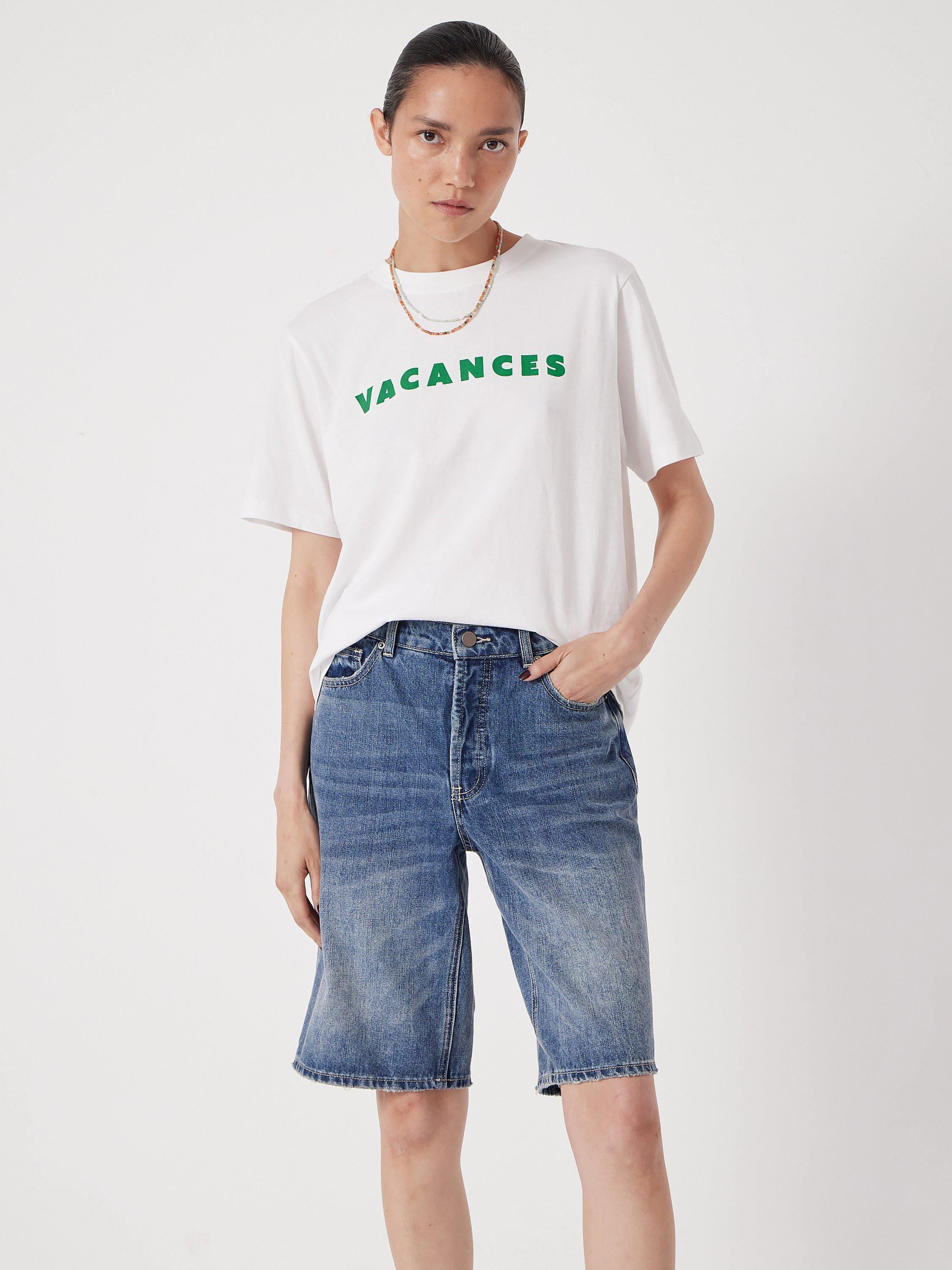 Product image 3 of 6, which shows HUSH Vacances Graphic T-Shirt, White, XXS