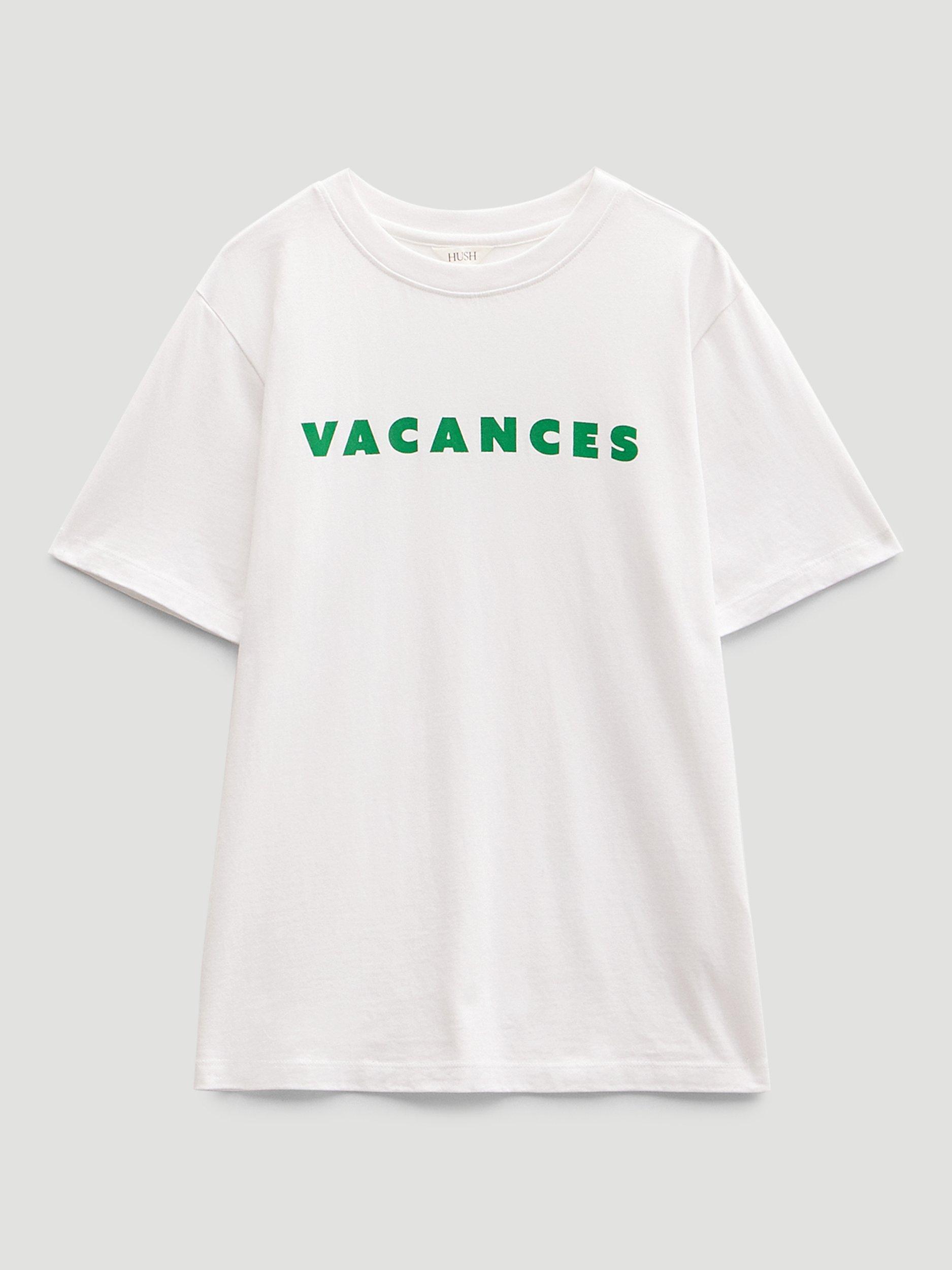 Product image 4 of 6, which shows HUSH Vacances Graphic T-Shirt, White, XXS