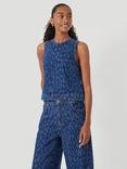 HUSH Valerie Leopard Print Denim Shell Top