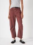 HUSH Cordi Barrel Leg Trousers, Burgundy Brown