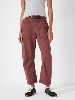 HUSH Cordi Barrel Leg Trousers, Burgundy Brown