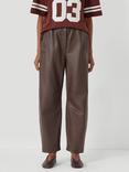 HUSH Wide Leg Leather Trousers, Chocolate Brown