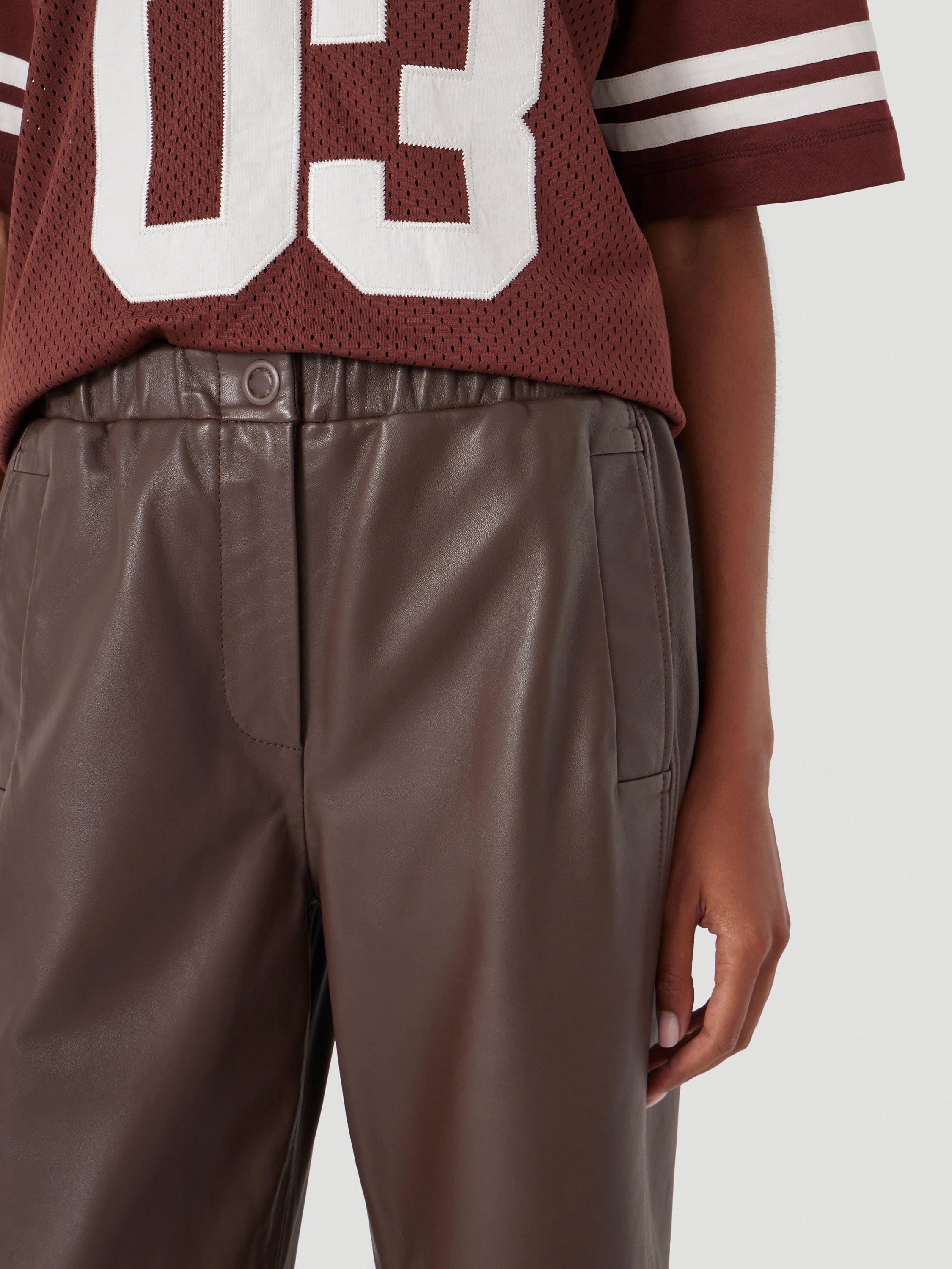 Product image 5 of 5, which shows HUSH Wide Leg Leather Trousers, Chocolate Brown, 10