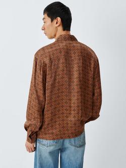 John Lewis x LABRUM Geometric Print Shirt, Bitter Chocolate - view 2, Bitter Chocolate