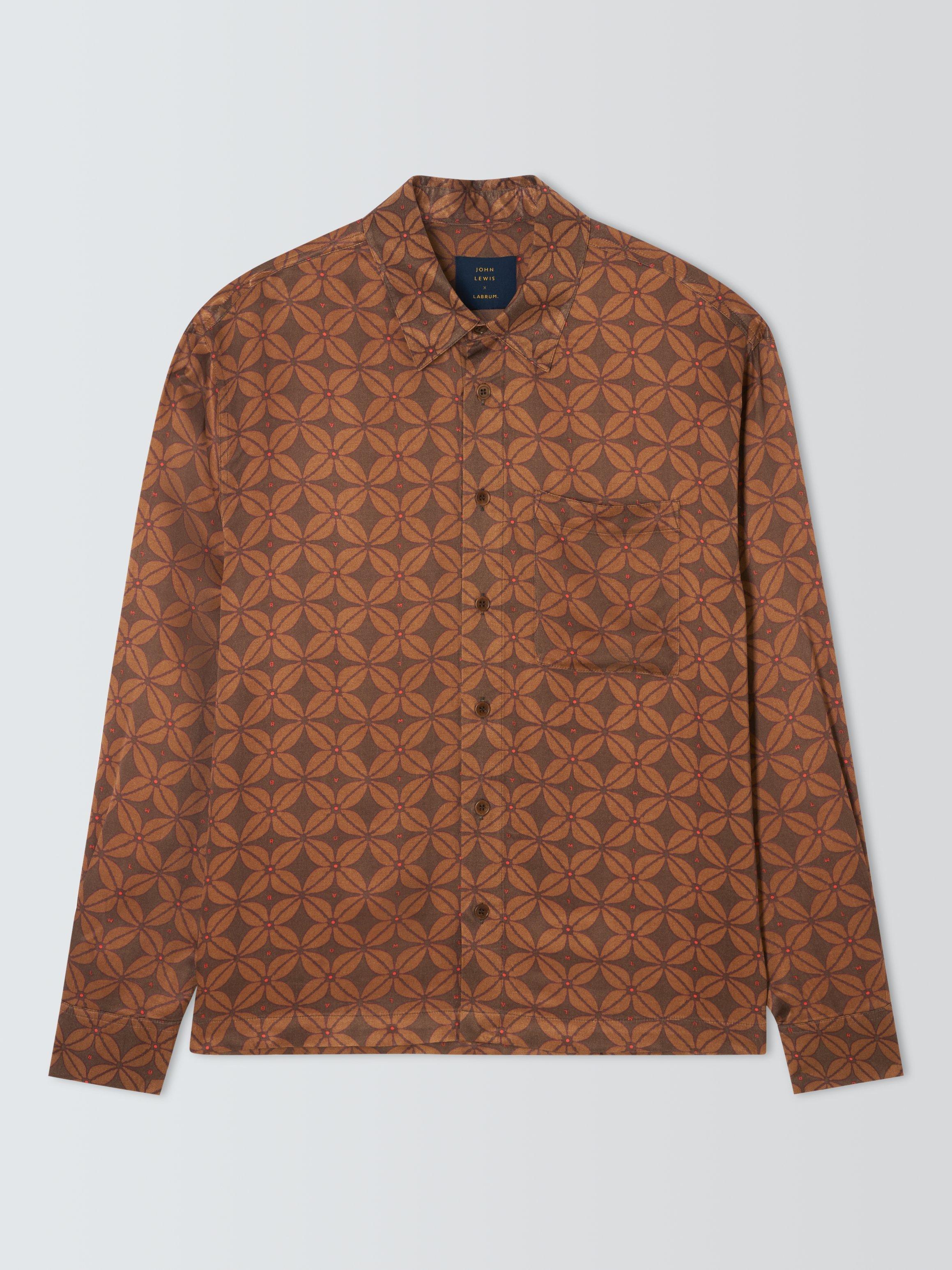 Product image 4 of 6, which shows John Lewis x LABRUM Geometric Print Shirt, Bitter Chocolate, S