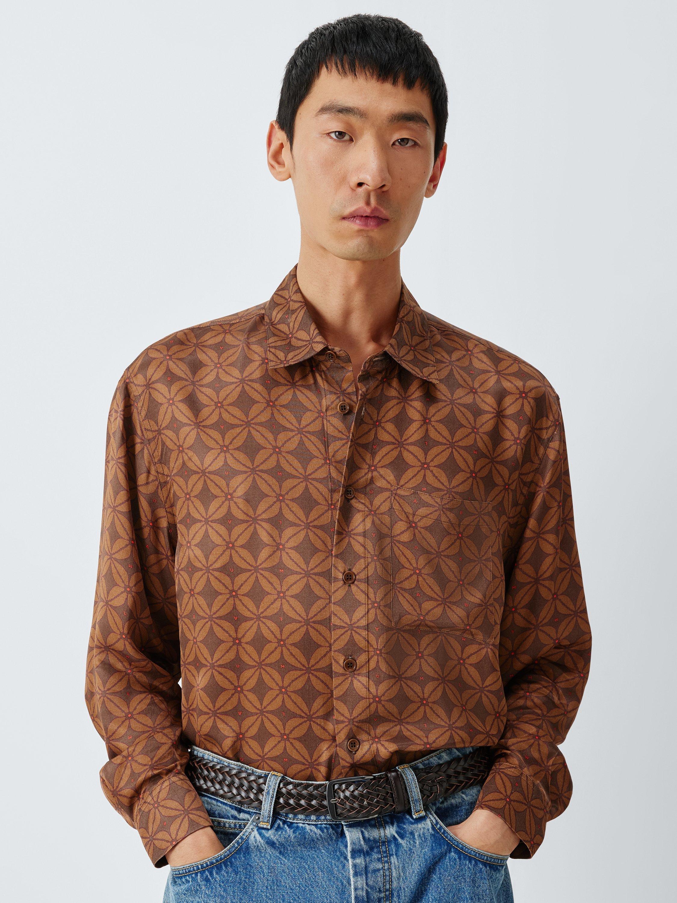 Product image 5 of 6, which shows John Lewis x LABRUM Geometric Print Shirt, Bitter Chocolate, S
