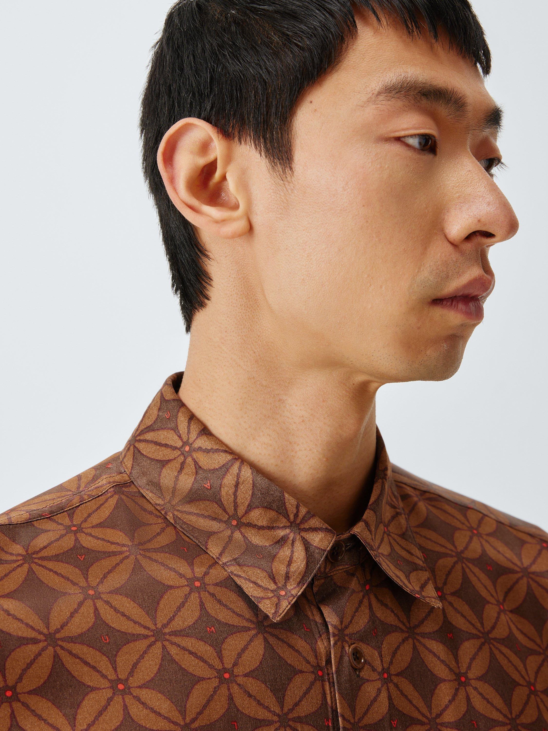 Product image 6 of 6, which shows John Lewis x LABRUM Geometric Print Shirt, Bitter Chocolate, S