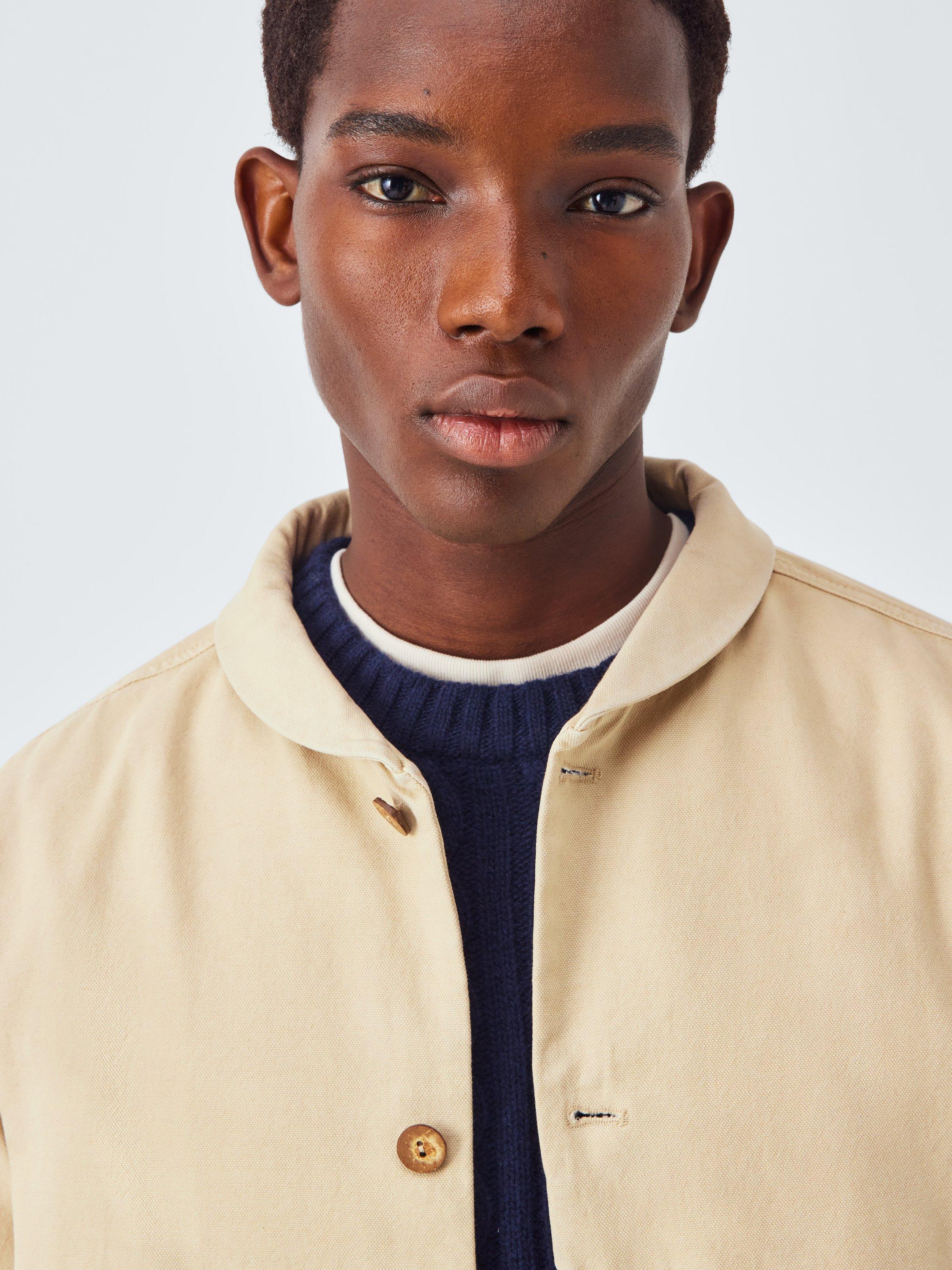 Product image 7 of 7, which shows John Lewis x LABRUM Shawl Neck Canvas Overshirt, Sand, S