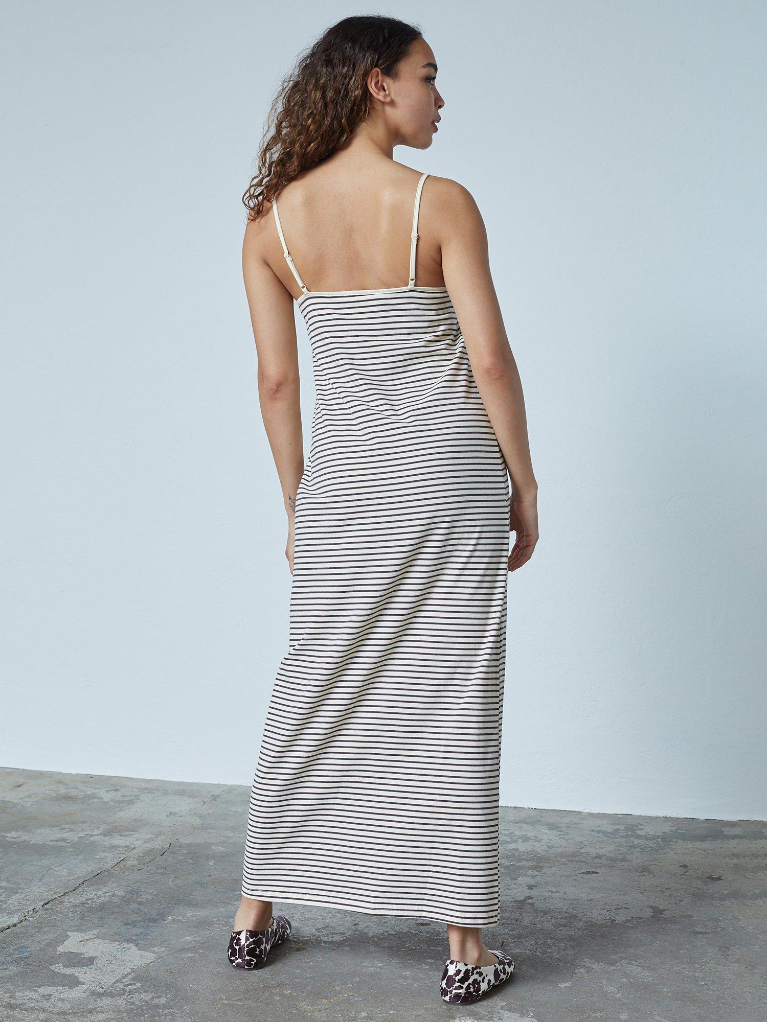 Product image 2 of 5, which shows Sisters Point Vez Stripe Maxi Dress, Cream/Brown, XS