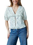 Sisters Point Inusa Cotton Floral Tie Front V Neck Blouse