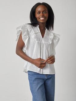 Sisters Point Venisa Cotton Cap Sleeve V Neck Blouse, White