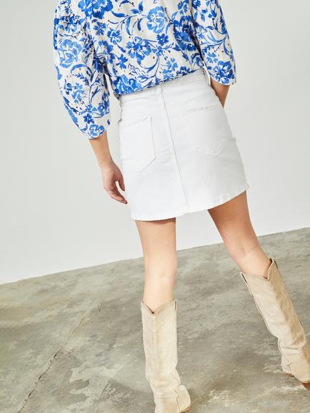 Sisters Point Onea Denim Mini Skirt, White - view 2, White