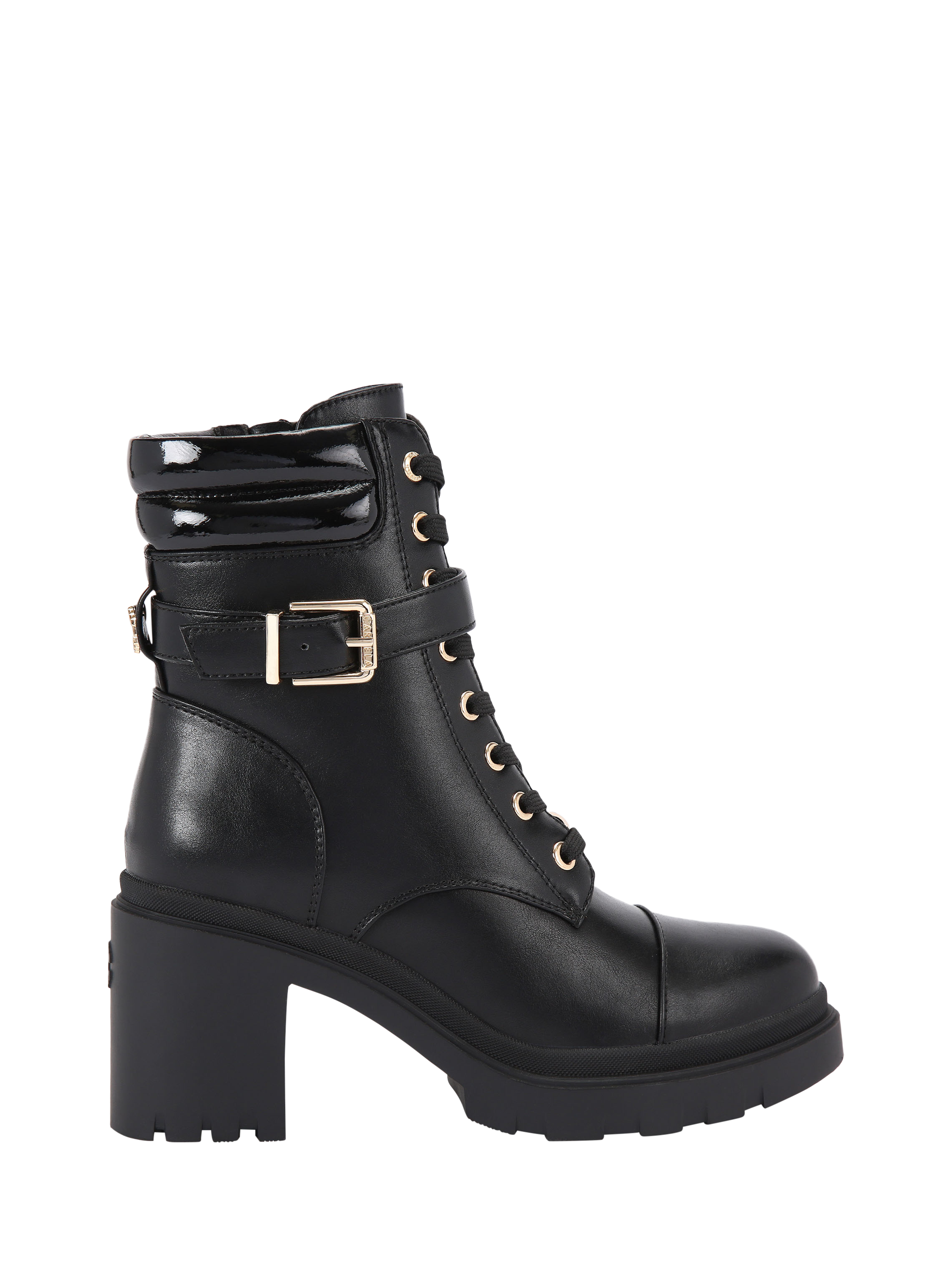 Product image 1 of 5, which shows Carvela Boulder Block Heel Lace Up Ankle Boots, Black, 3