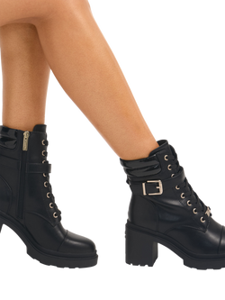 Carvela Boulder Block Heel Lace Up Ankle Boots, Black - view 2, Black