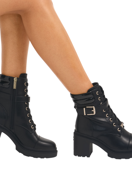 Carvela Boulder Block Heel Lace Up Ankle Boots, Black - view 2, Black