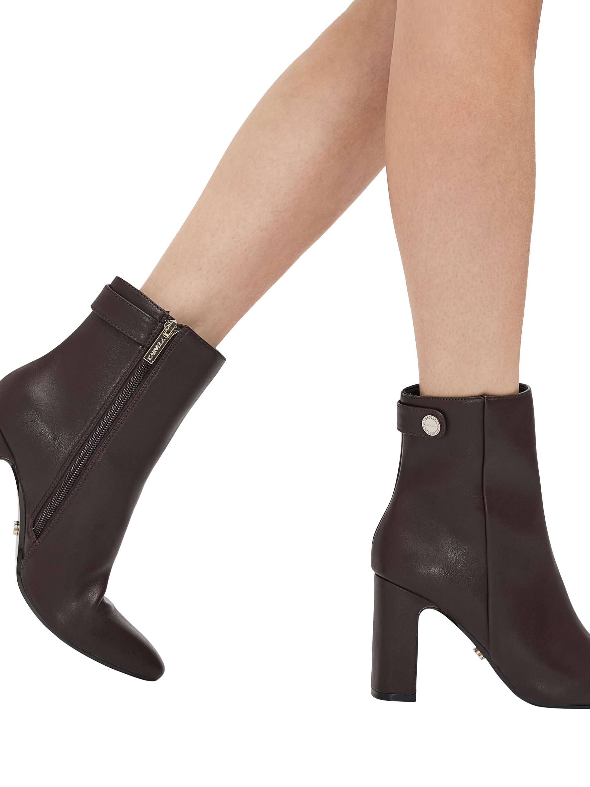 Product image 2 of 11, which shows Carvela Jackpot Heeled Wide Fit Ankle Boots, Brown, 3