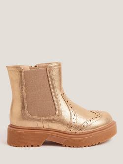 Monsoon Kids' Metallic Slip On Chelsea Boots, Gold, Gold