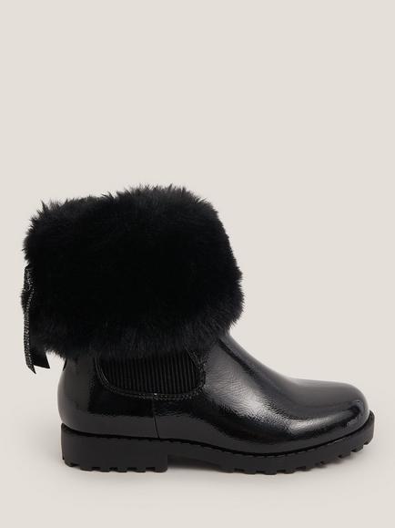 Monsoon Kids' Fur Chelsea Boots, Black, Black