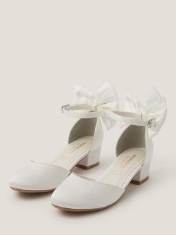Monsoon Kids' Communion Sara Bow Two Part Heel Shoes, Ivory - view 2, Ivory