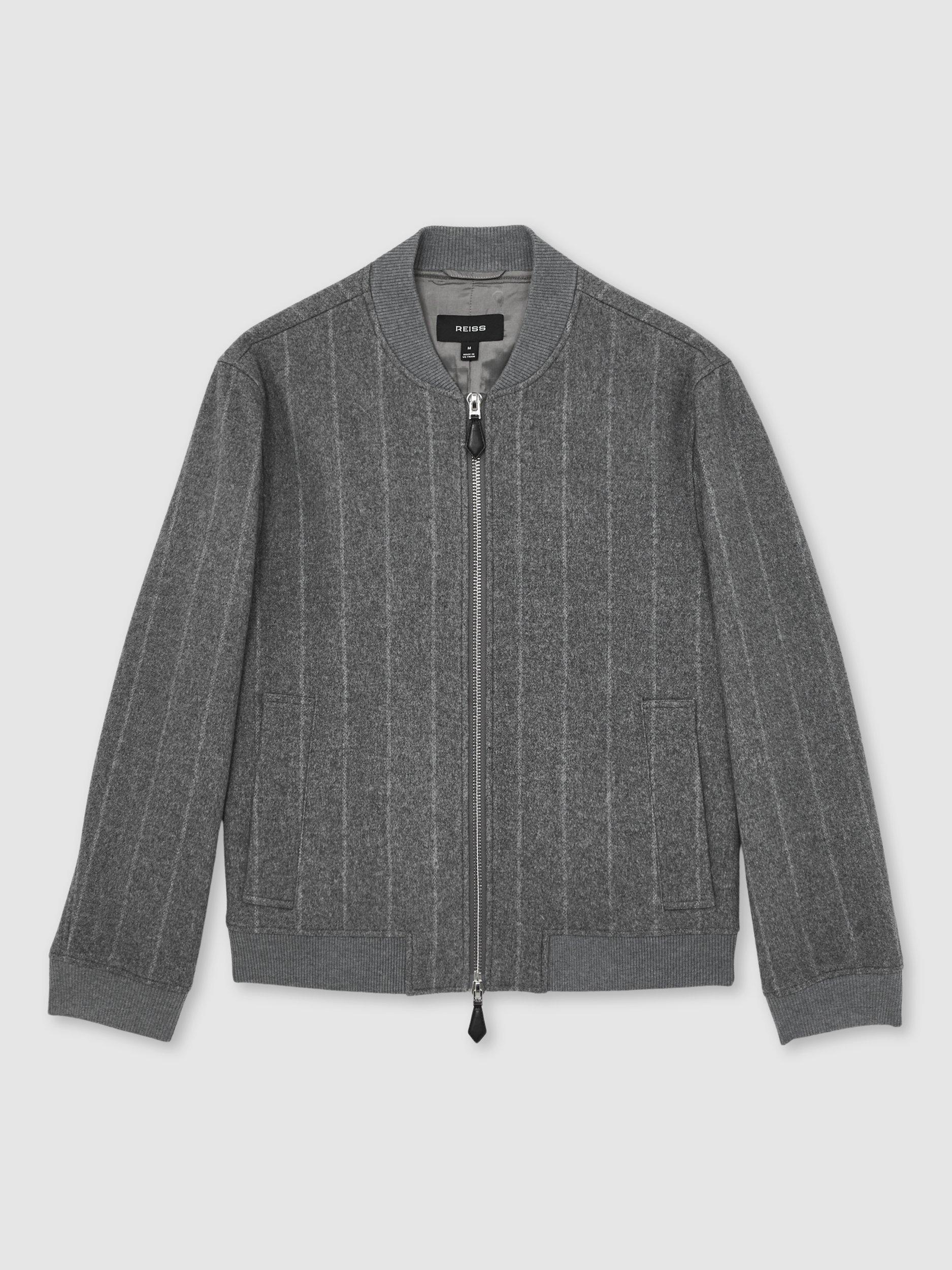 Product image 3 of 5, which shows Reiss Baddow Wool Blend Bomber Jacket, Grey, XS