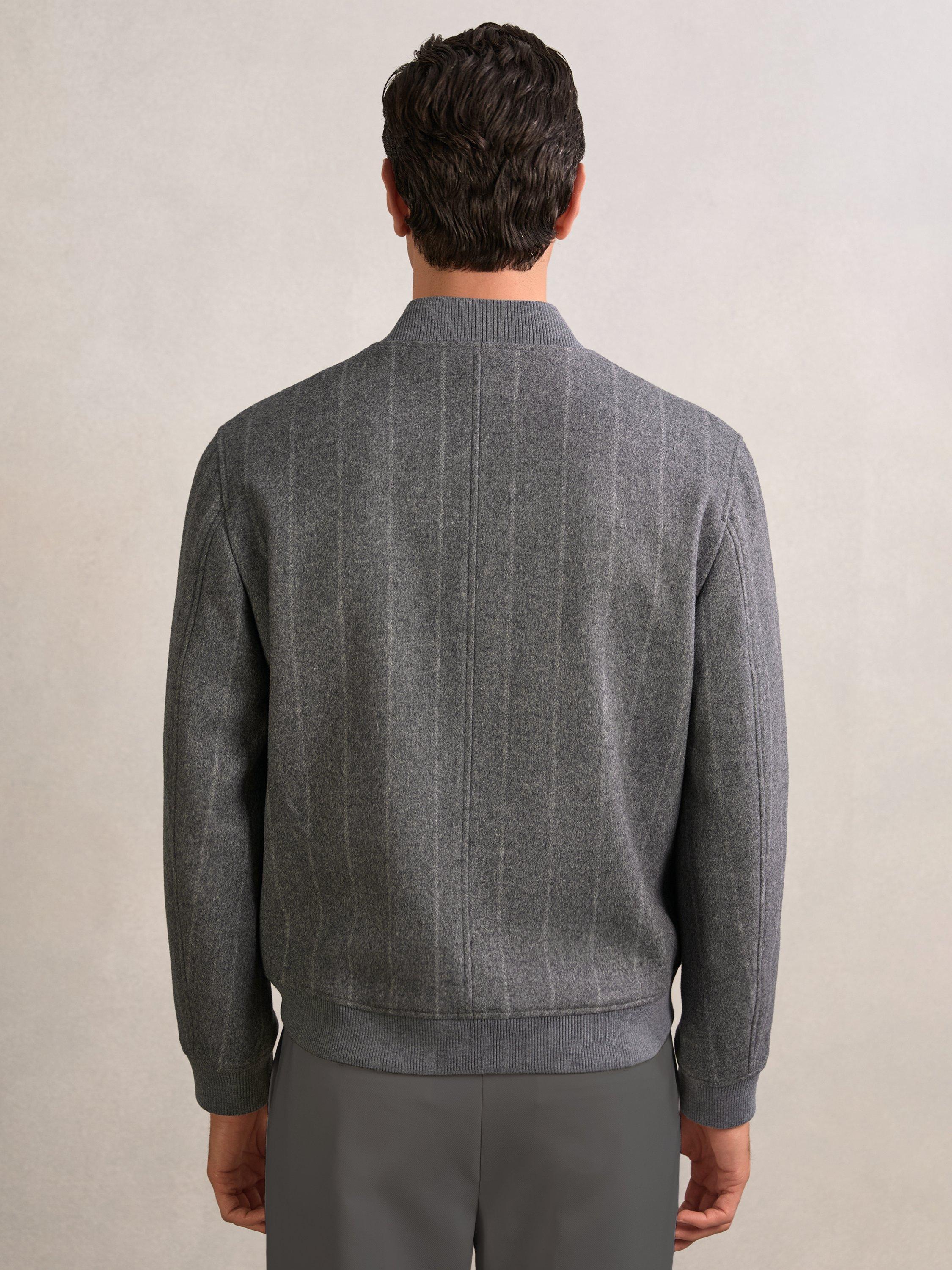Product image 5 of 5, which shows Reiss Baddow Wool Blend Bomber Jacket, Grey, XS