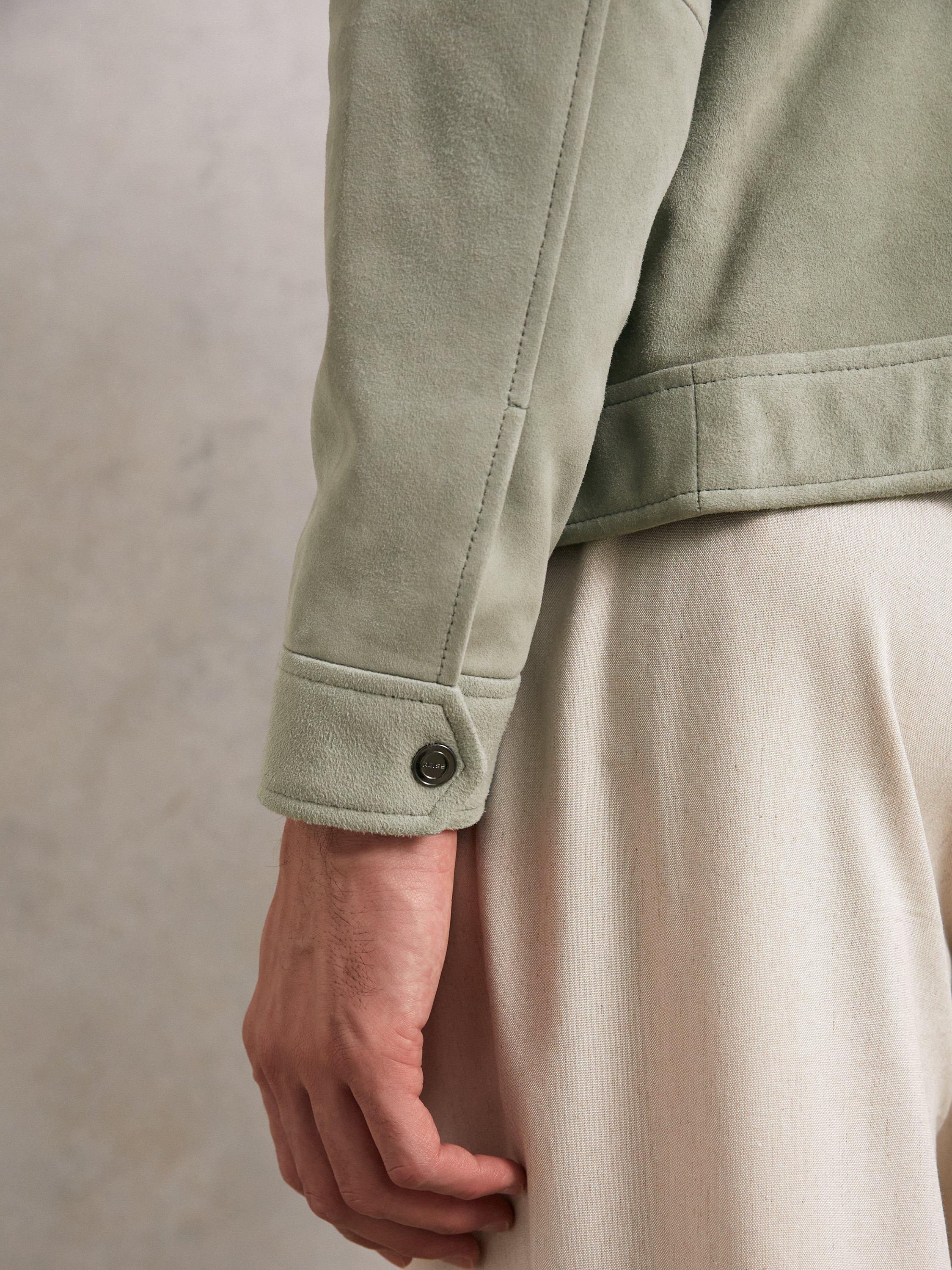 Product image 5 of 5, which shows Reiss Edington Suede Shirt Jacket, Pistachio Green, S