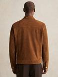 Reiss Edington Suede Shirt Jacket, Tobacco Brown