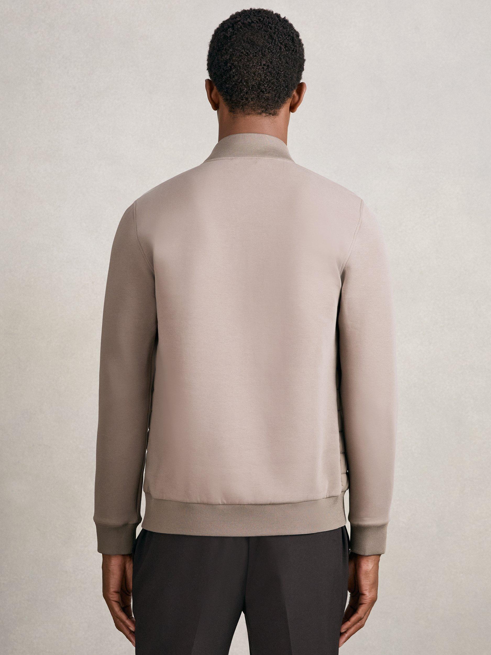 Product image 2 of 5, which shows Reiss Freddie Quilted Bomber Jacket, Taupe Brown, XS
