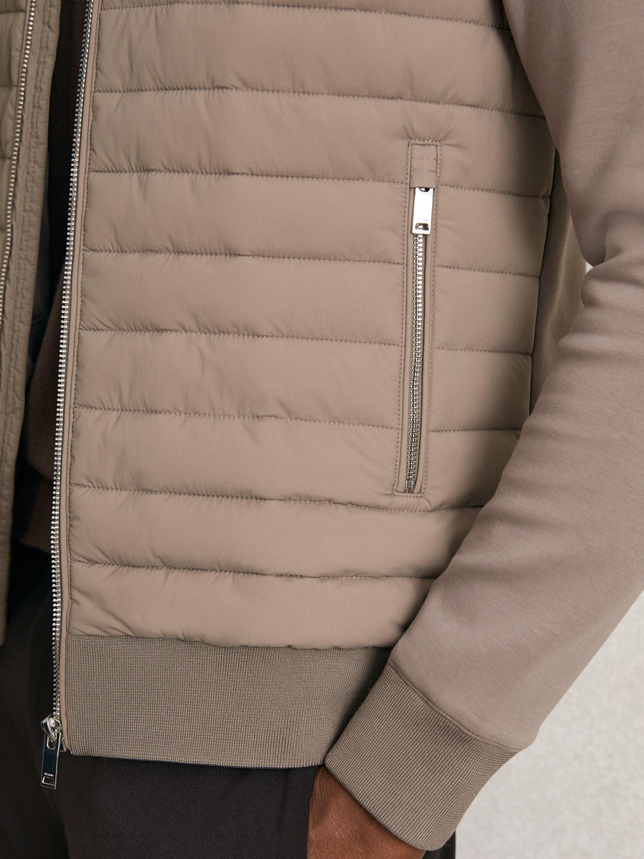 Product image 5 of 5, which shows Reiss Freddie Quilted Bomber Jacket, Taupe Brown, XS