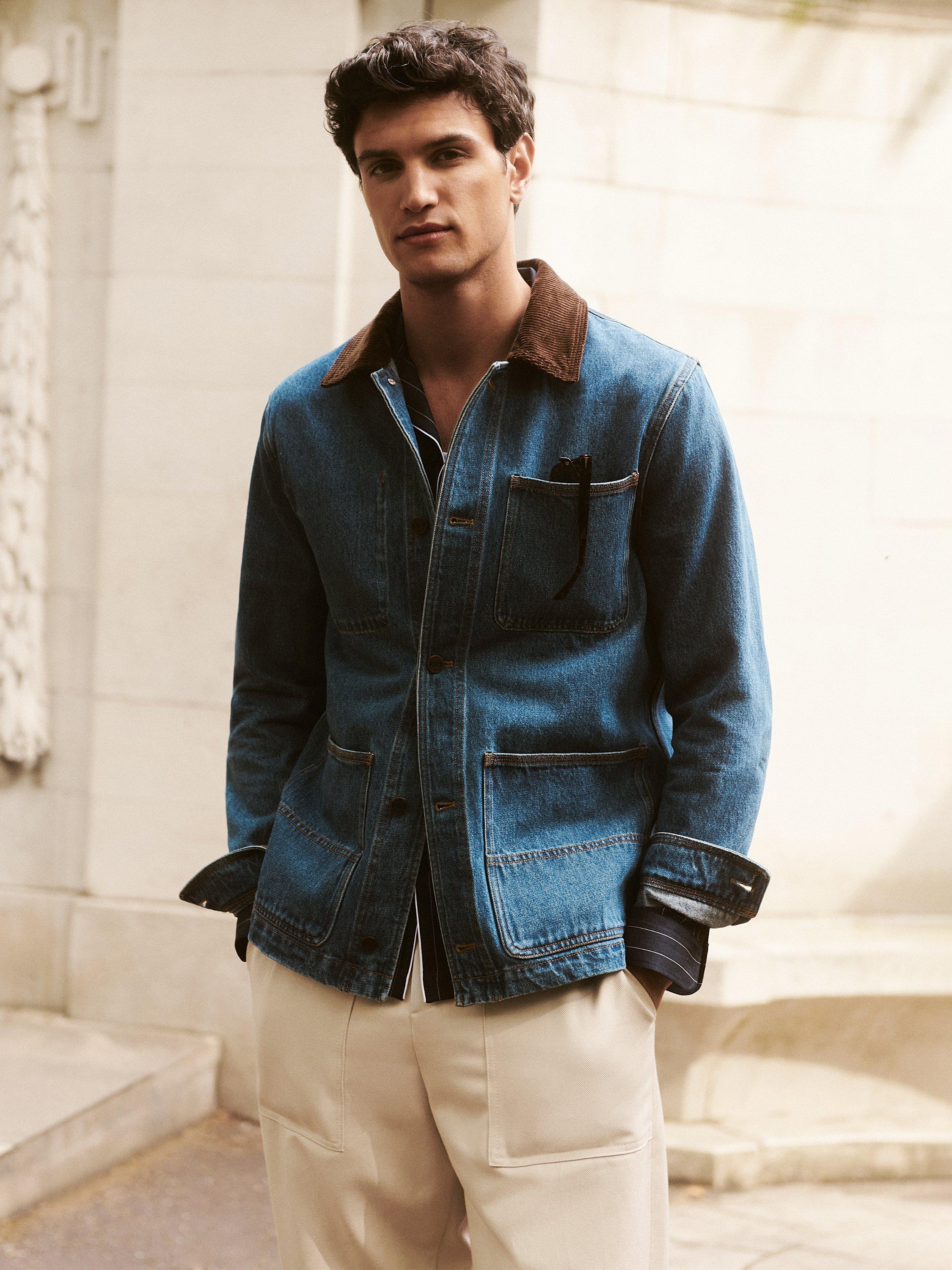 Product image 1 of 6, which shows Reiss Marks Denim Jacket, Denim Blue, XS