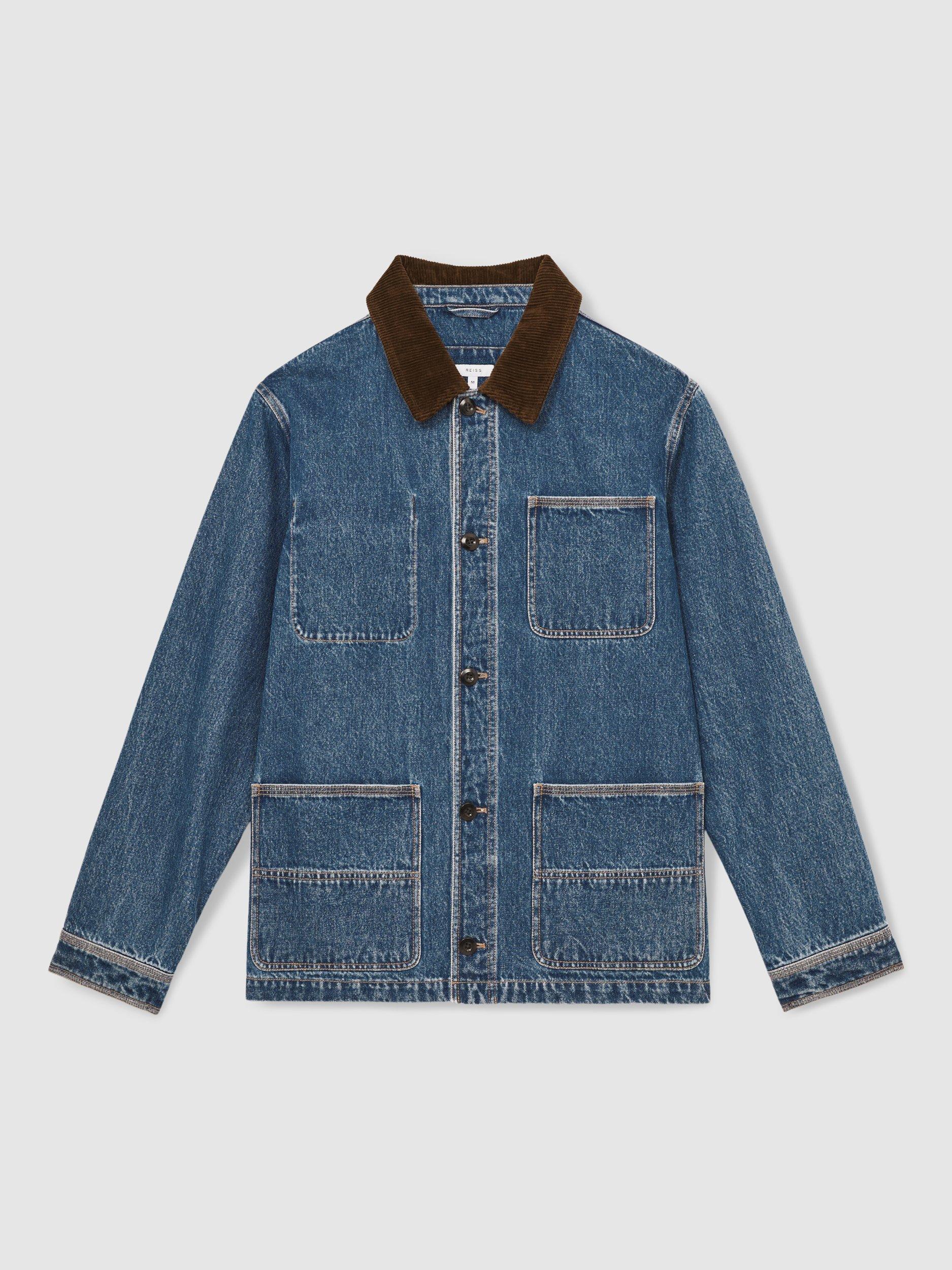 Product image 4 of 6, which shows Reiss Marks Denim Jacket, Denim Blue, XS