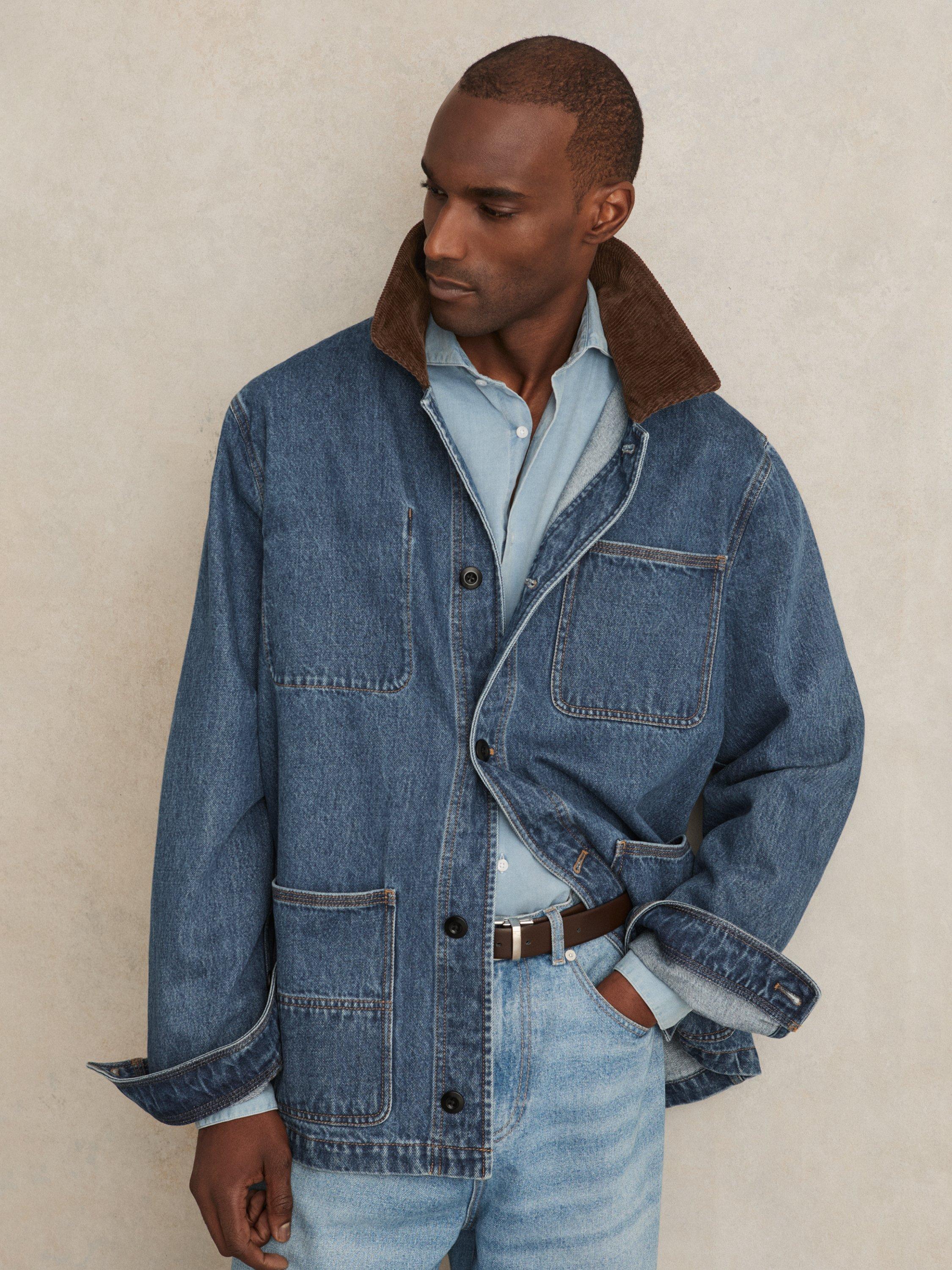 Product image 5 of 6, which shows Reiss Marks Denim Jacket, Denim Blue, XS