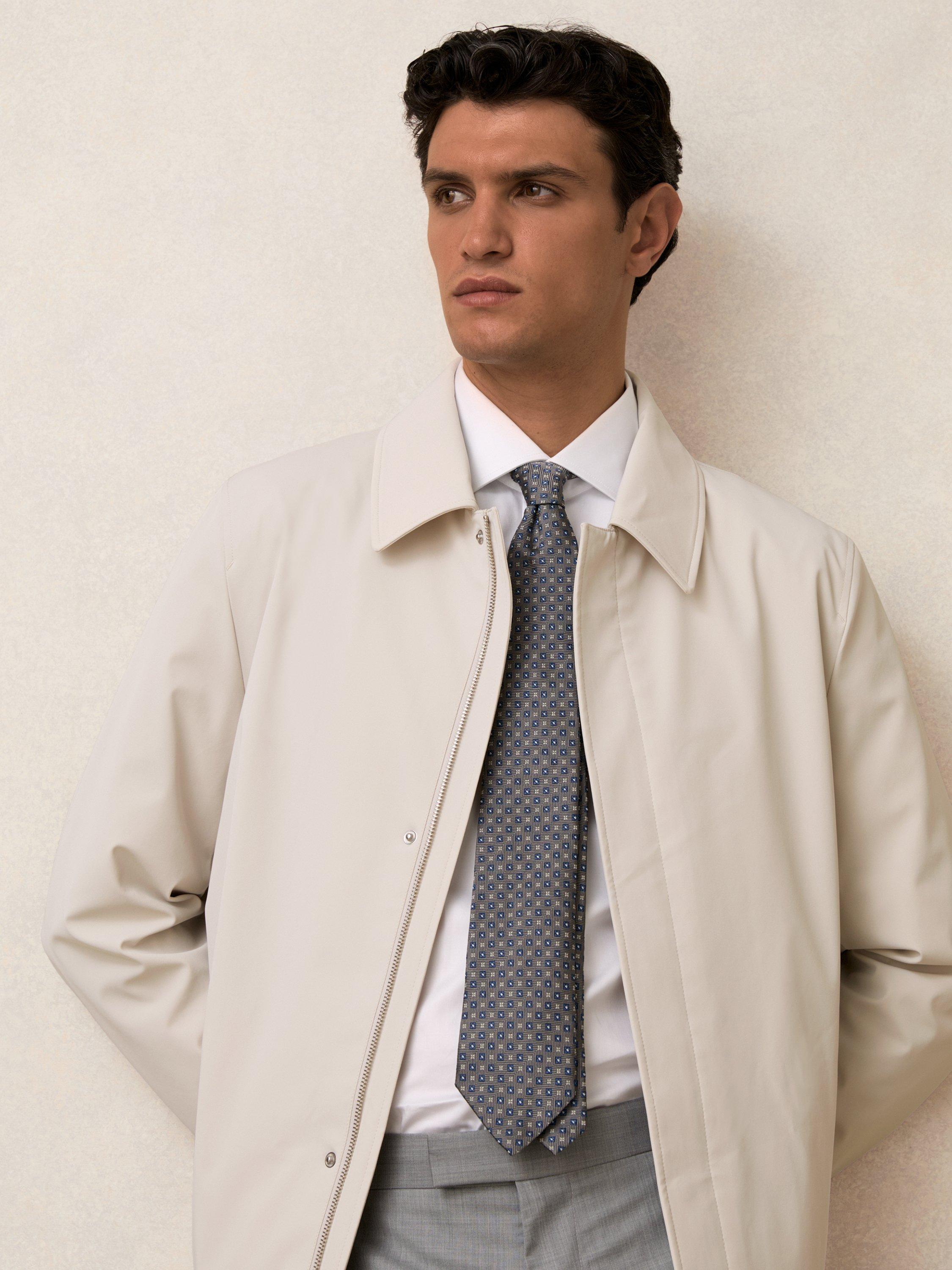 Product image 5 of 5, which shows Reiss Logan Funnel Neck Coat, Light Stone, XS