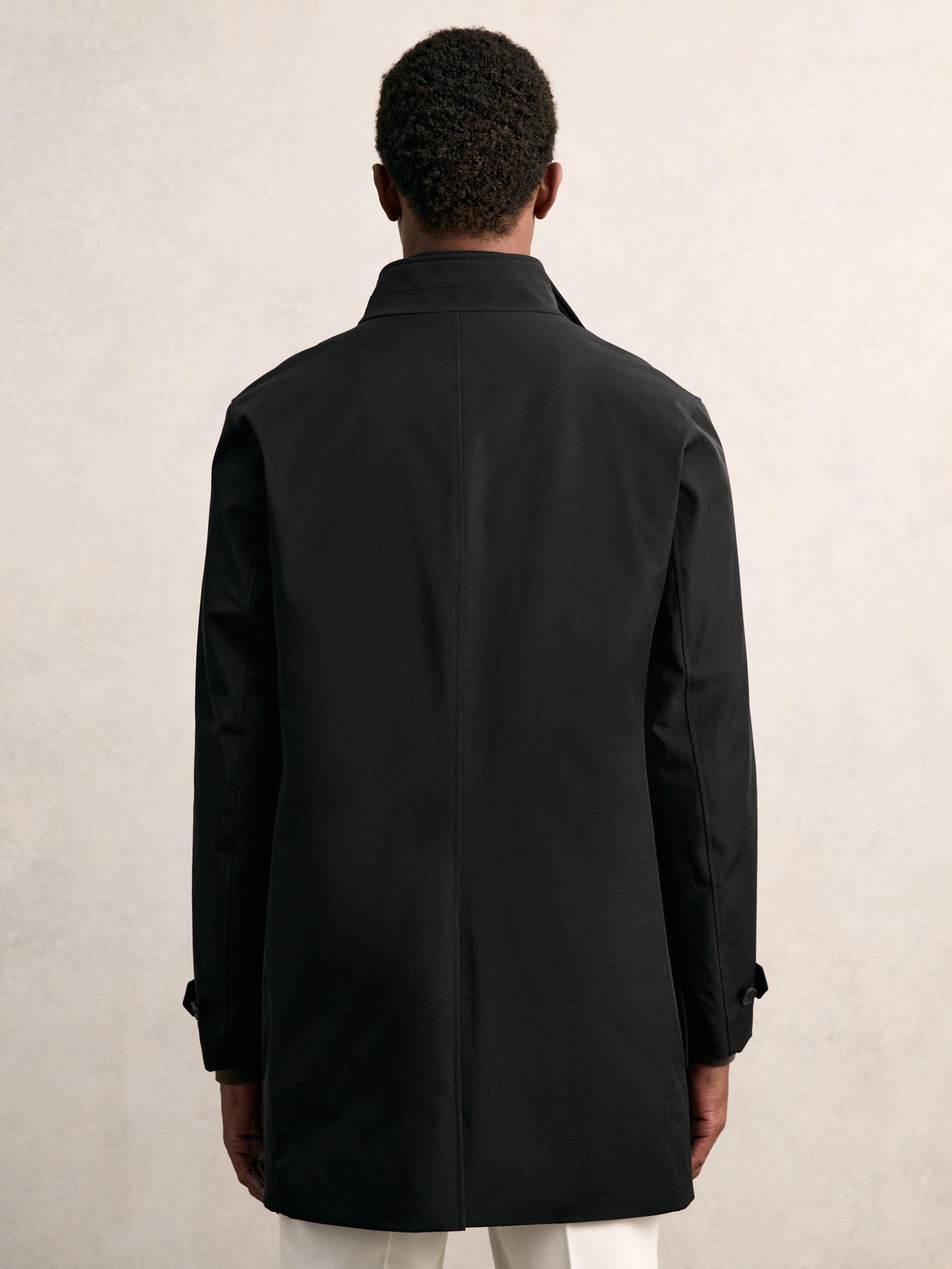 Product image 2 of 5, which shows Reiss Player Hybrid Removable Funnel Neck Overcoat, Black, XS