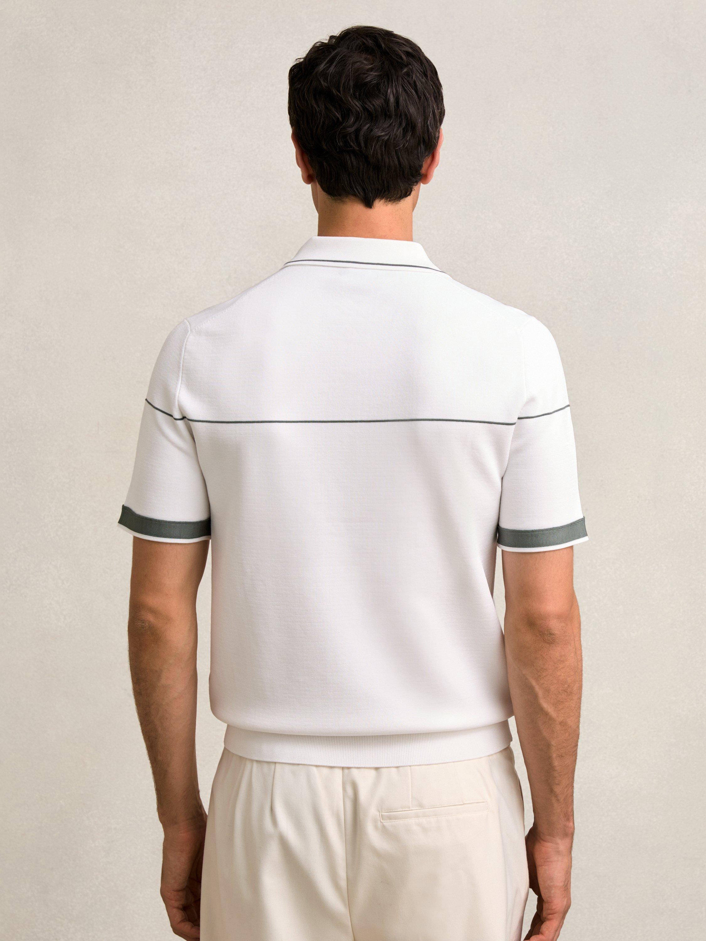 Product image 2 of 5, which shows Reiss Bradford Regular Fit Polo Shirt, White/Green, XS