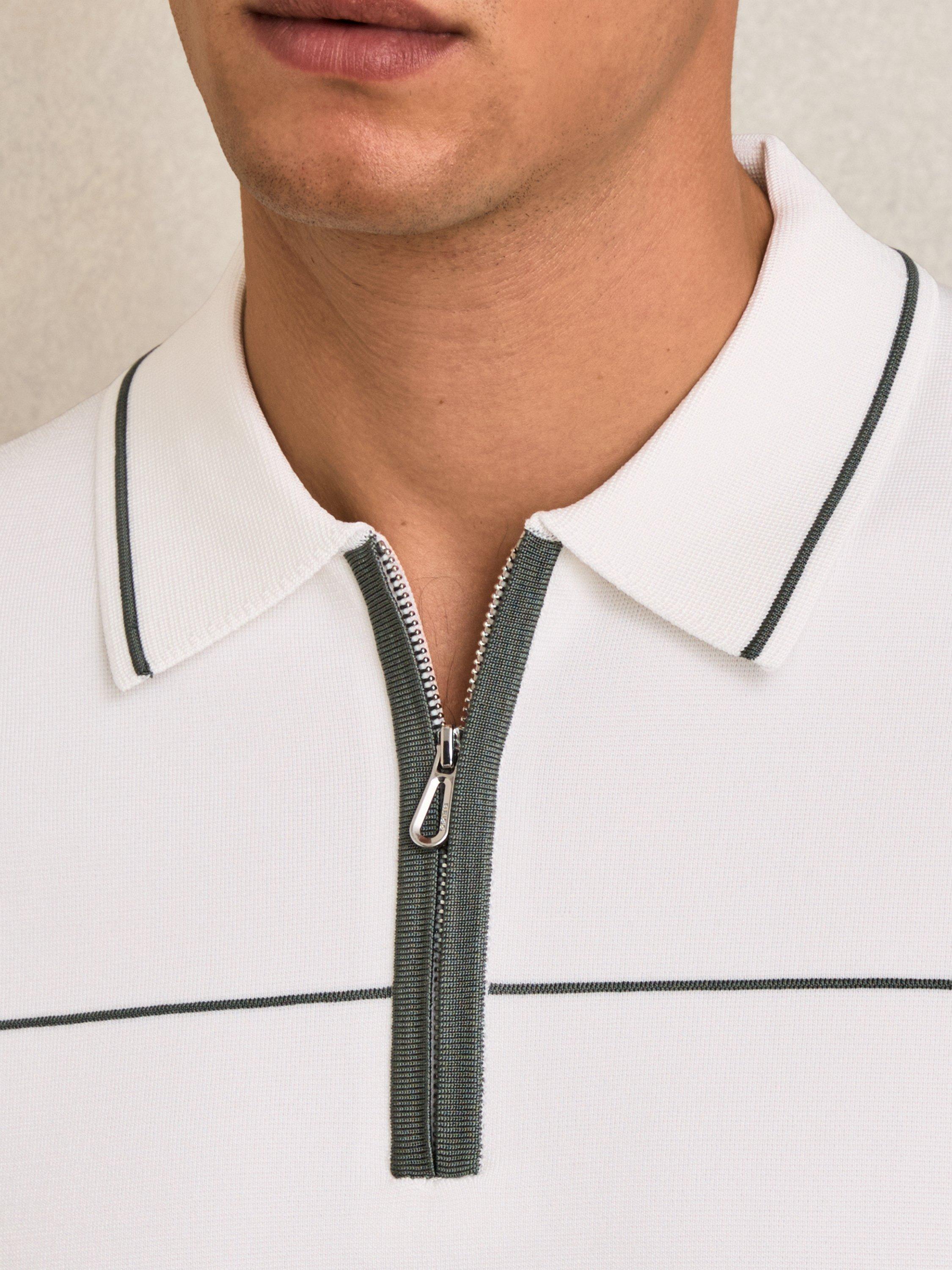 Product image 5 of 5, which shows Reiss Bradford Regular Fit Polo Shirt, White/Green, XS