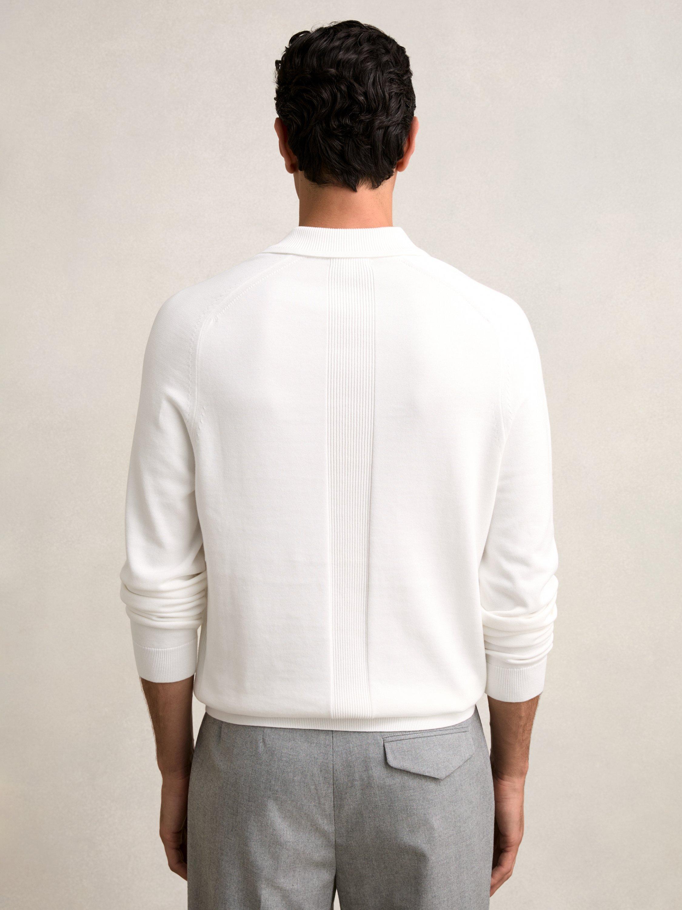 Product image 2 of 6, which shows Reiss Clinton Long Sleeve Polo Shirt, White, S