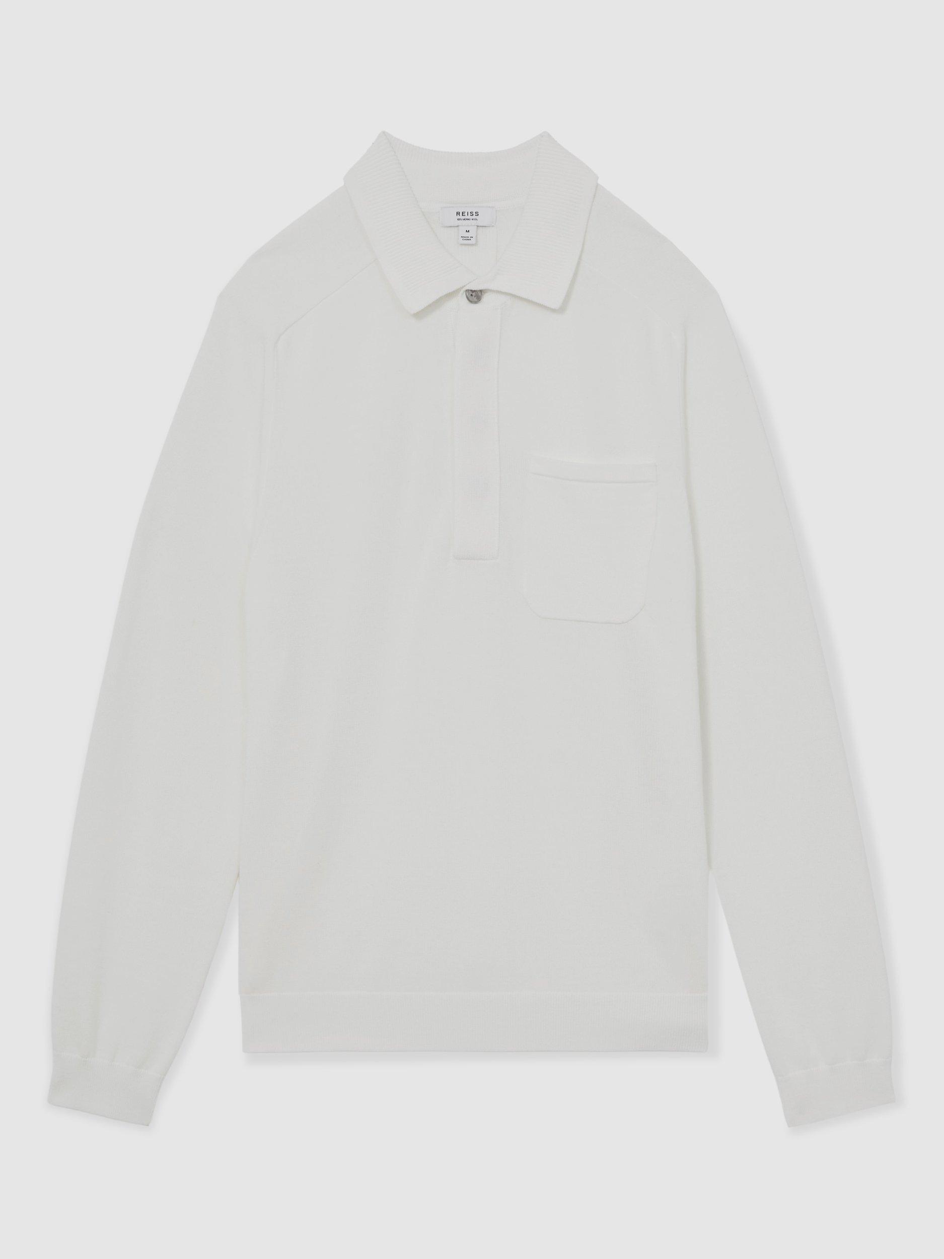 Product image 4 of 6, which shows Reiss Clinton Long Sleeve Polo Shirt, White, S