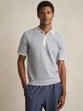 Reiss Jarvis Knitted Polo Shirt, Soft Blue