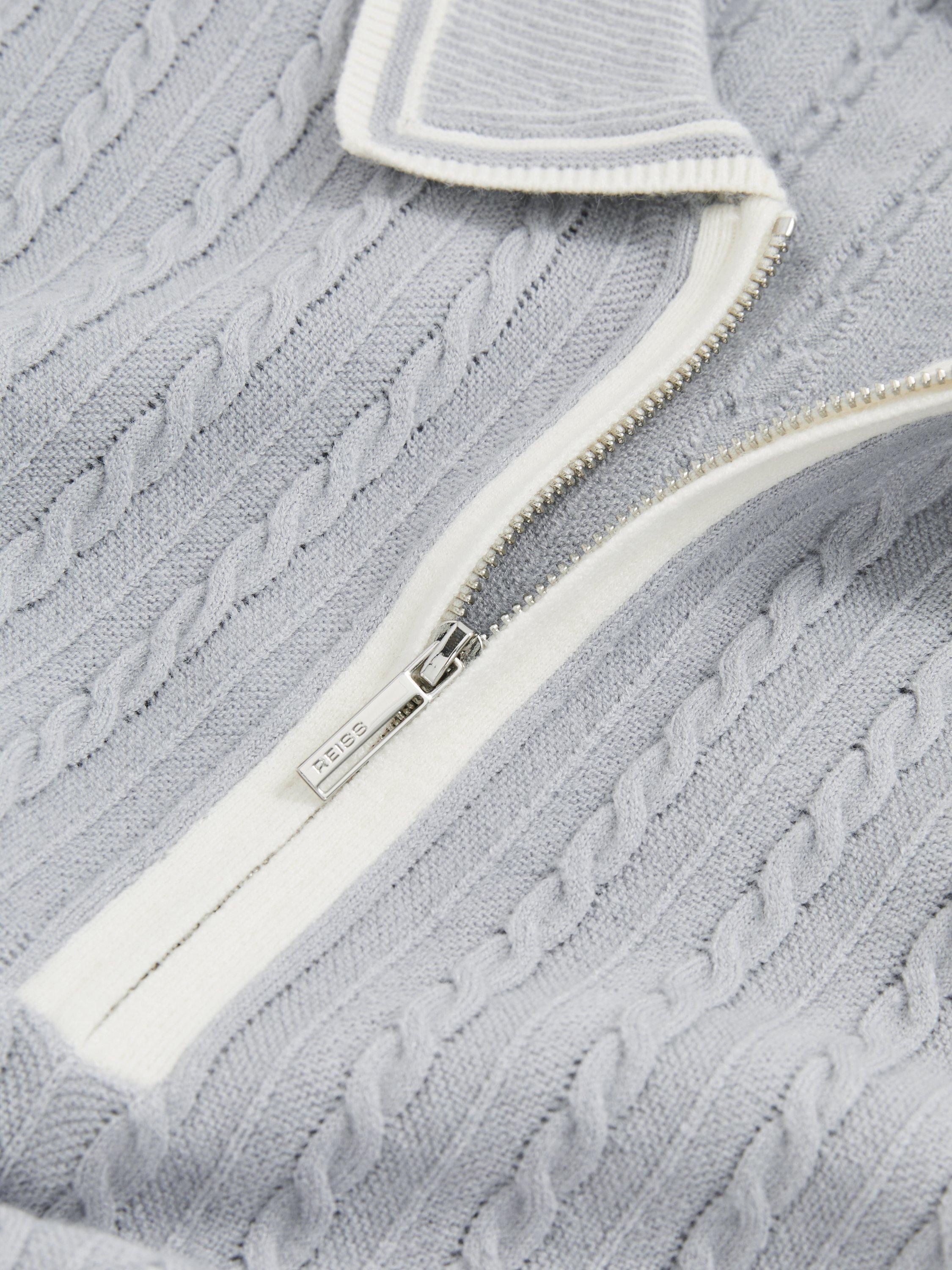 Product image 2 of 5, which shows Reiss Jarvis Knitted Polo Shirt, Soft Blue, XS