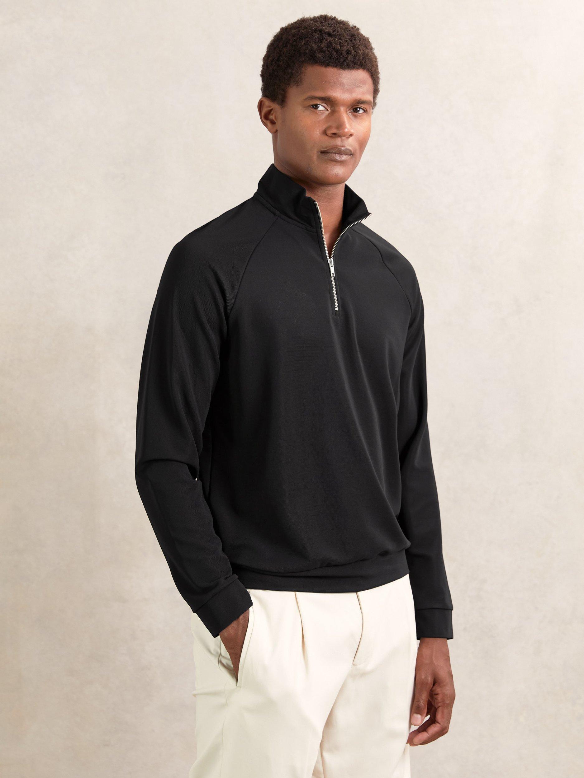 Product image 1 of 5, which shows Reiss Randall Half Zip Jumper, Black, S