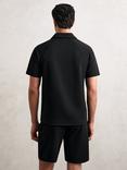 Reiss Winston Regular Fit Short Sleeve Zip Neck Polo Shirt, Black