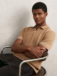 Reiss Zain Regular Fit Short Sleeve Polo Shirt, Camel