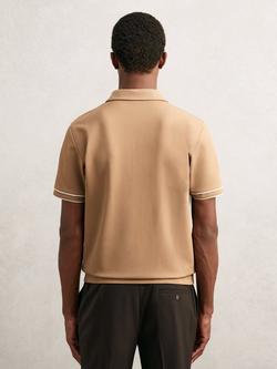 Reiss Zain Regular Fit Short Sleeve Polo Shirt - view 2, Camel