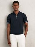 Reiss Zain Regular Fit Short Sleeve Polo Shirt, Navy