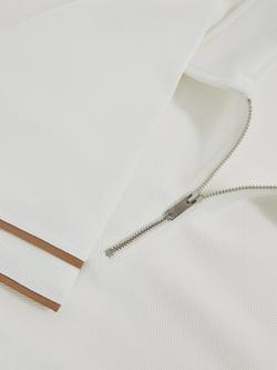 Reiss Zain Half-Zip Tipped Polo Shirt, White - view 2, White