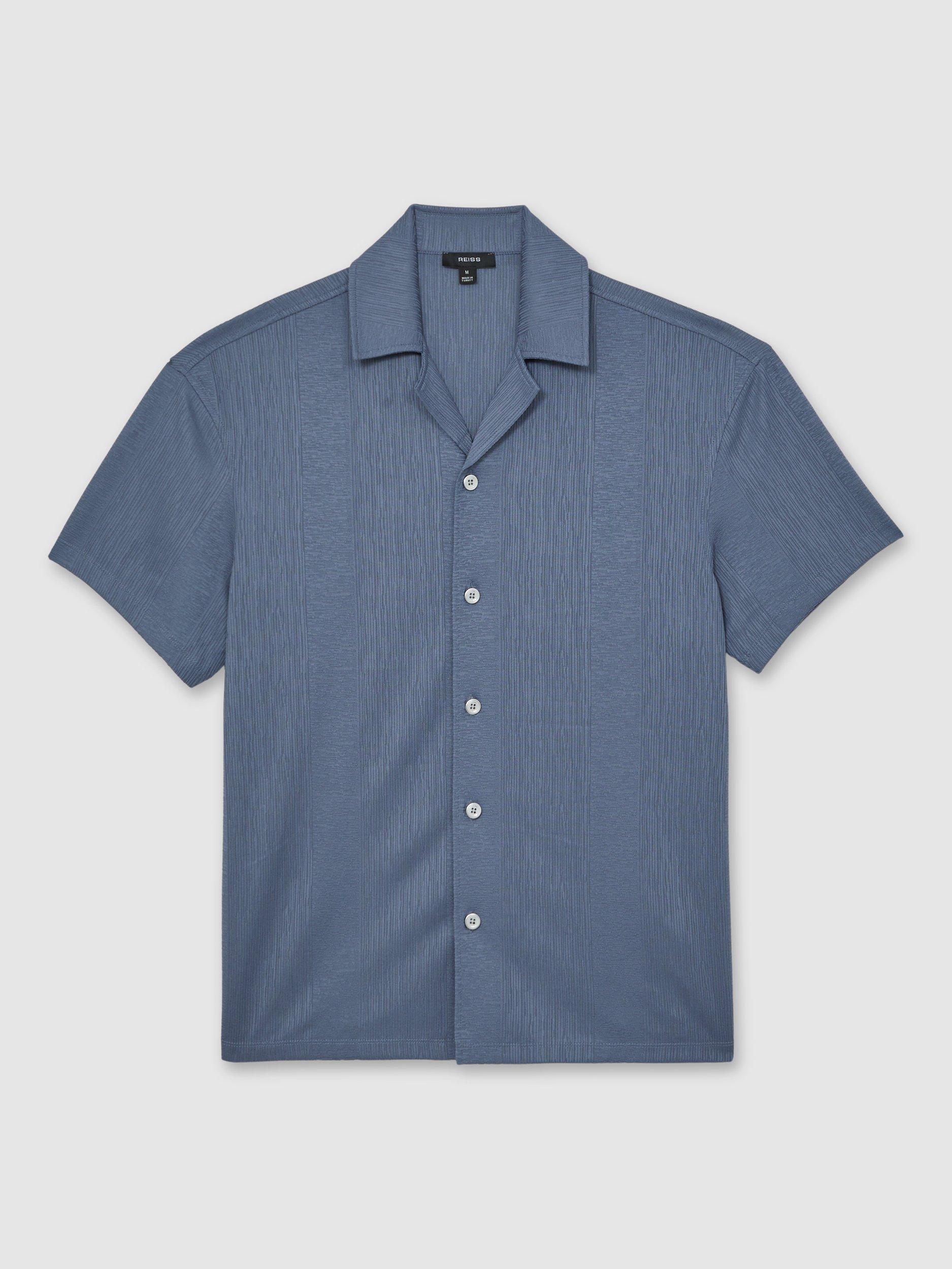 Product image 3 of 5, which shows Reiss Ando Airforce Short Sleeve Shirt, Airforce Blue, XS
