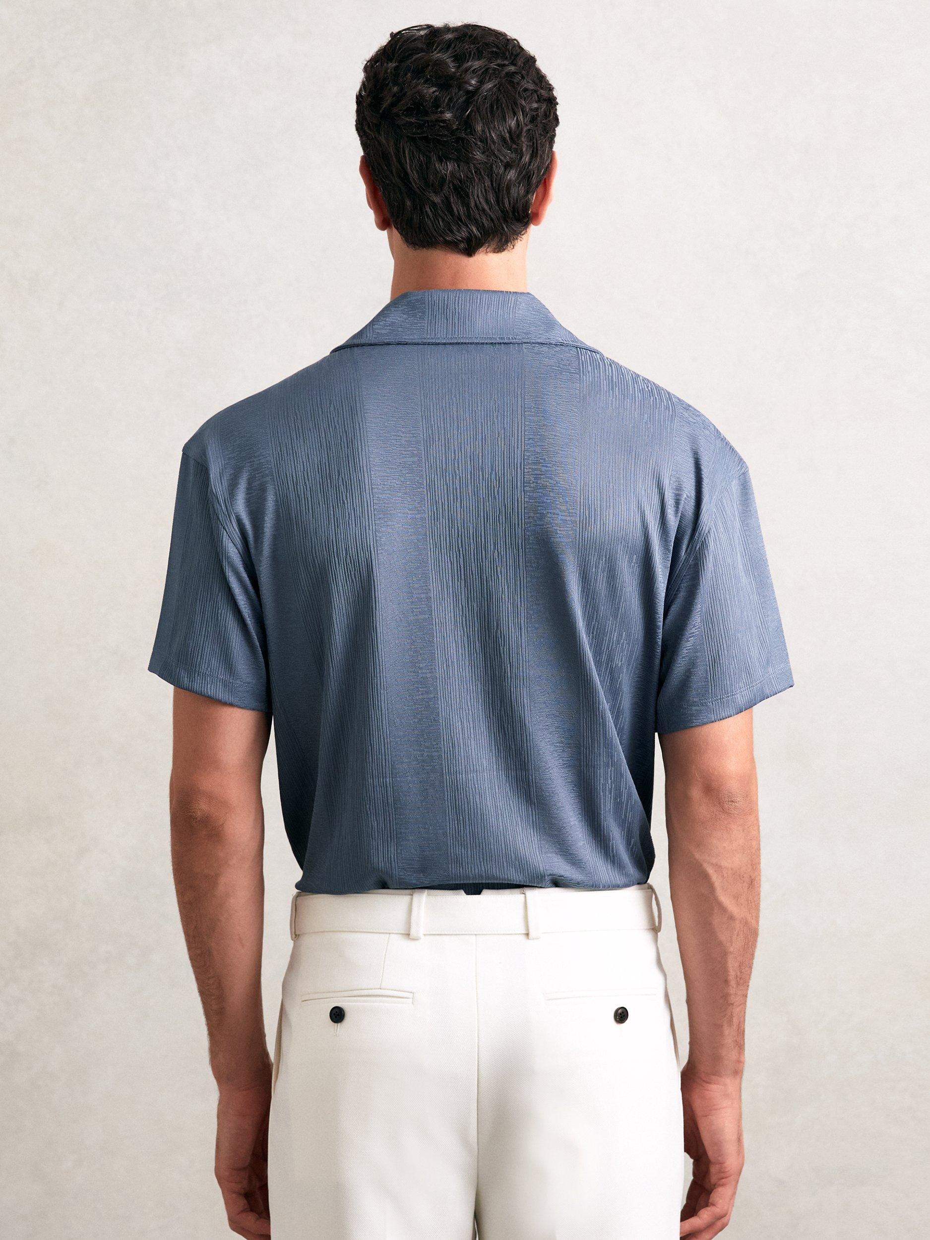 Product image 5 of 5, which shows Reiss Ando Airforce Short Sleeve Shirt, Airforce Blue, XS
